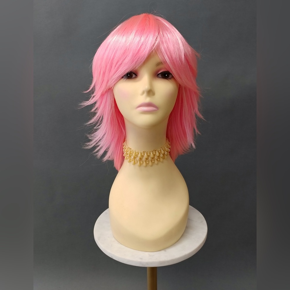 Light pink layered shag wig 12"